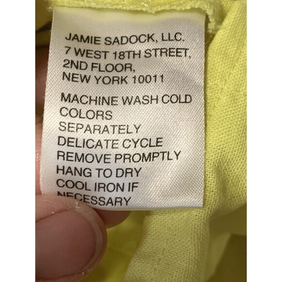 Jamie Sadock Womens Shirt Small Yellow Golf Linen Blend Button Up Collar Pockets - Picture 9 of 11